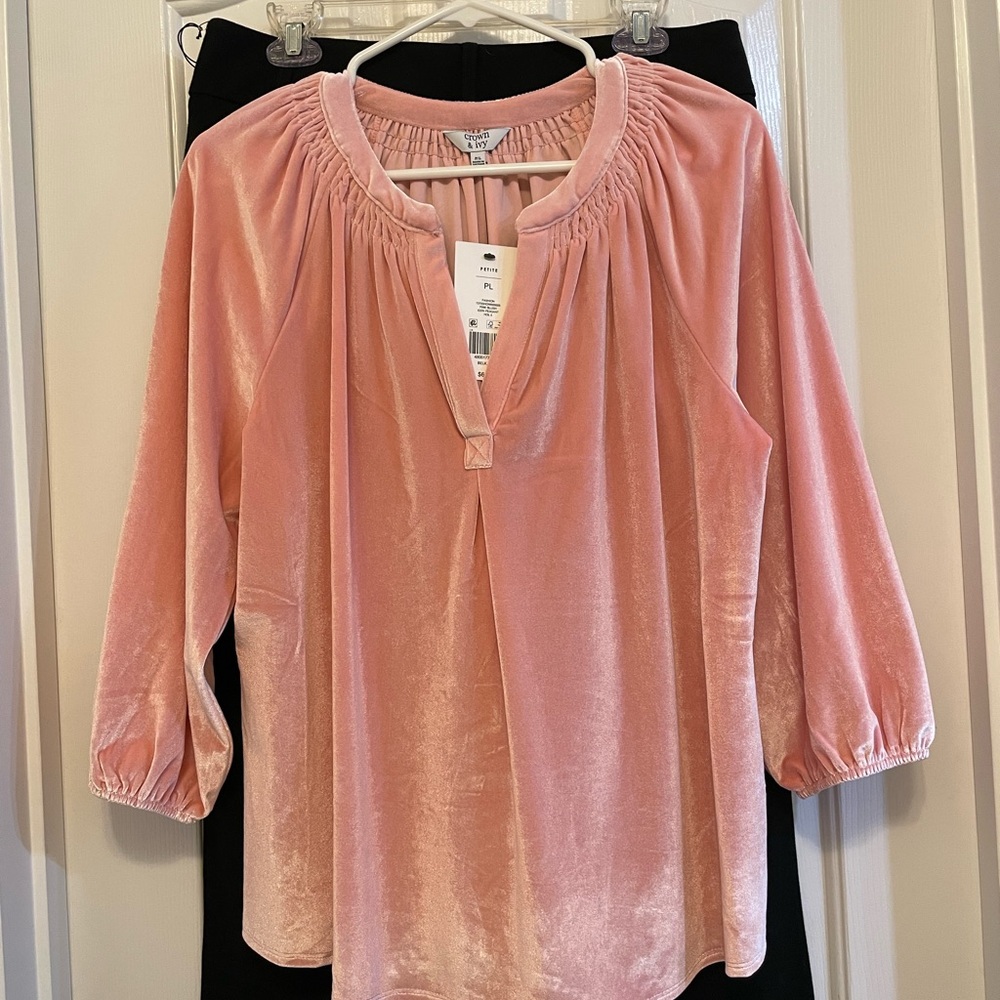 Crown & Ivy Velvet Blouse LP
